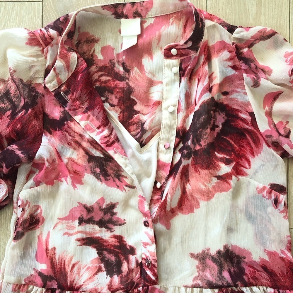H&M Chiffon Floral Print Mini Dress Set Size XS - Picture 6 of 14